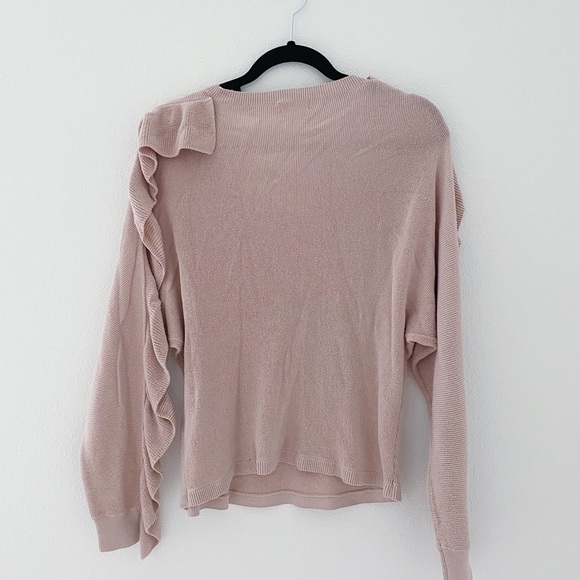 Nordstrom Leith mauve ruffle sweater size M 8 10 - Picture 2 of 3